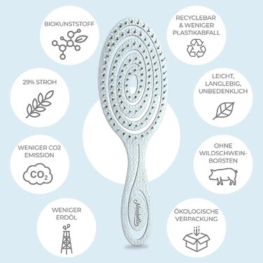 Щітка для волосся Ninabella без заплутування - для жінок та чоловіків - розпушувач для кучерявого та довгого волосся - розпушувальна щітка, щітки для волосся - блакитний, світло-блакитний