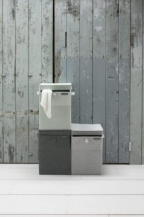 Brabantia Stackable Laundry Box 35L - Front and Top Opening - Large Volume - Lightweight and Sturdy Handles - Pepper Black