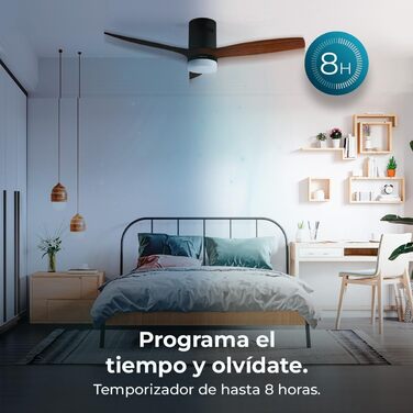 Стеляний вентилятор Cecotec Energysilence Aero 5600 Classic White з LED-підсвічуванням, 40W, діаметр 132 см, 6 швидкостей, пульт, літо/зима, чорний