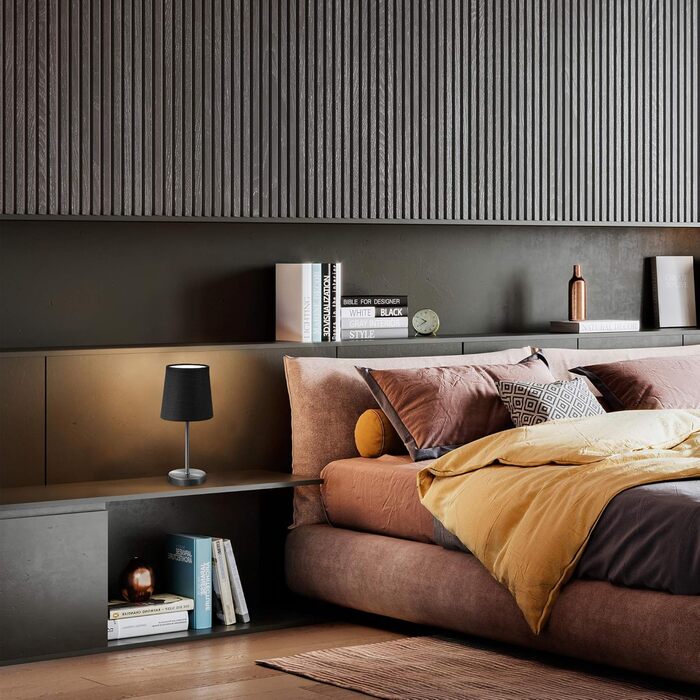 Стійка лампа B.K.Licht Vintage з абажуром з тканини, чорного кольору, 33x20 см | Стійка лампа для дому, офісу, читання