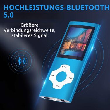 MP4-плеєр Mymahdi з Bluetooth 32GB, Рожевий: 1.8