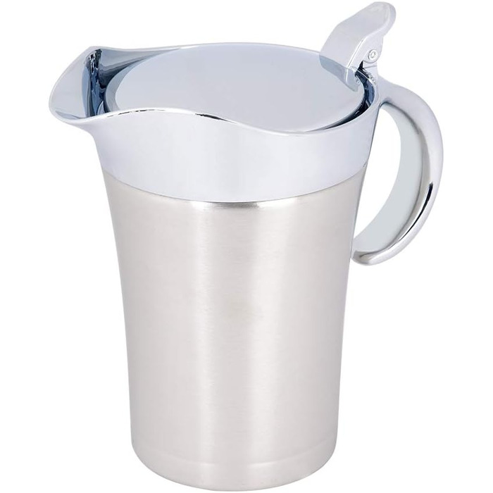 Thermo Sauce Pot made of 304 Stainless Steel, Double-Walled, Insulated Sauce Pot with Lid, Serving Jug, Bucket with Drip-Free Spout for Juice, Tomato Sauce, Kitchen Accessories (Large 750ml)