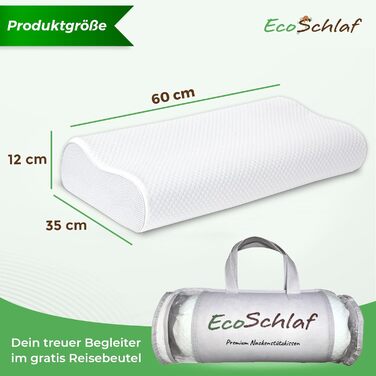 EcoSchlaf® Orthopedic Pillow 2025 Premium Neck Support Pillow – Certified – Side Sleeper Pillow Neck Pillow made of Soft Memory Foam – Ergonomic Head Pillow – Neck Pain – Height Adjustable