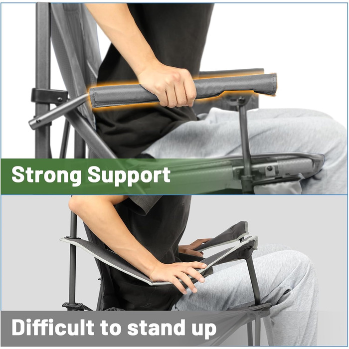 Крісло для кемпінгу Timber Ridge XXL, 230 кг, широке сидіння 62 см, висока спинка, підсклянник, міцні підлокітники для кемпінгу, пікніка, саду та балкону