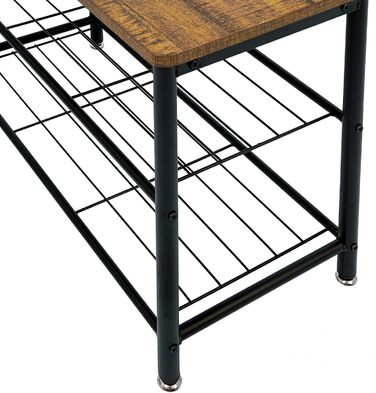 Mondeer Coat Rack, Shoe Rack with Coat Rack, 3 Shelves and 9 Detachable Hooks, Industrial Design, Metal and Wood Construction, 70 x 32 x 175 cm, for Entryway, Brown