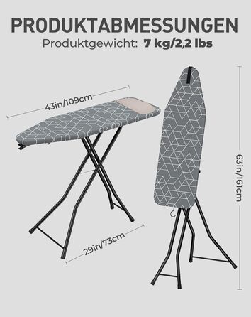 Прасувальна дошка LyriFine 2-в-1 для прасування з парою та звичайного прасування, з термостійким покриттям, складана з гачком, сталевий каркас, сірого кольору з підставкою для праски