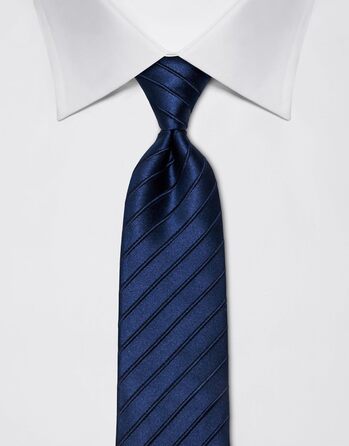 Краватка чоловіча Vincenzo Boretti, шовк, темно-синя в смужку, 8 см, для костюма та сорочки, діловий стиль, весілля