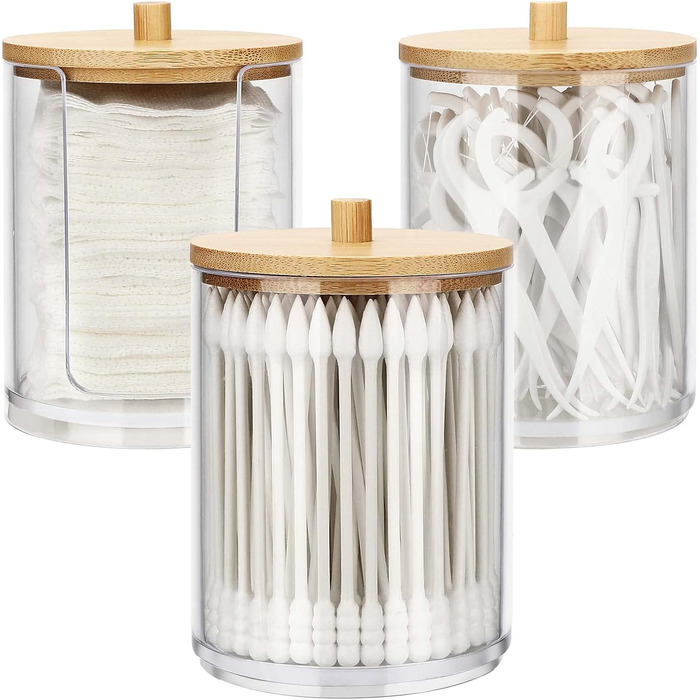 Контейнер для ватних паличок та дисків Miiepls, прозорий акриловий органайзер для косметики, 3 шт.