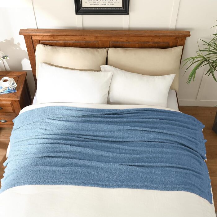 М'яка плед-пліочка Jooja Bouclé, 127x152 см, blaugrau (Dusty Blue)