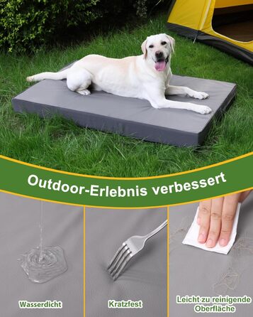 Ортопедичний лежак для собак великих порід 119x73 см, знімний чохол з екошкіри, м'який лежак-матрац для собак, сірий (L119xB73xH9 см)
