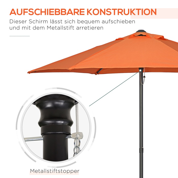 Outsunny Parasol Ø196 cm, Rotating Parasol with Tilt Function, Hexagonal Balcony Parasol Beach Parasol Windproof, Stable Market Parasol Crank Parasol Sun Protection for Beach, Balcony, Garden, Orange | Aosom