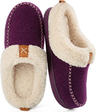 Тапочки жіночі LongBay з ворсистого матеріалу з меморі-піною, м'яке Sherpa-підкладка, для дому та вулиці (38/39 EU, фіолетовий)
