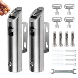 Настінний попільничка CPROSP з нержавіючої сталі, 2 шт. з замком, для саду, двору, вілли, 28.5 x 6.5 см