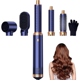 Фен-щітка 6-в-1 Haarstyler Pro: сушка, укладка, завивка, об'єм. 1000W, іонізація, для волосся, блакитний