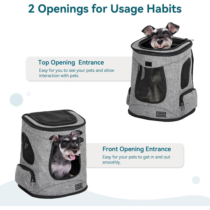 Рюкзак для котів та собак Petsfit - сірий, до 5 кг, з сіткою, для прогулянок