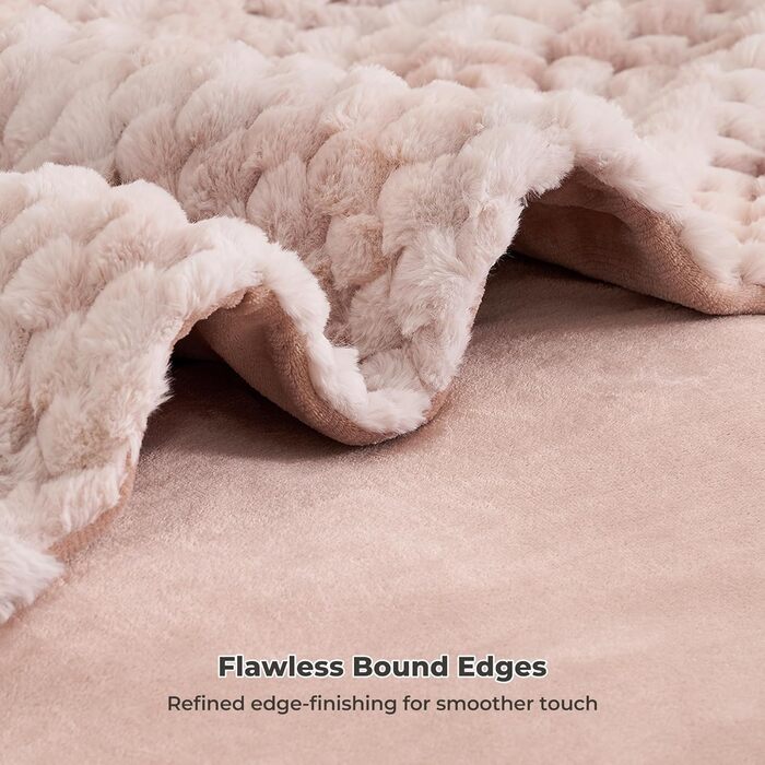 Електричний килим-плед CURECURE з підігрівом 130x180 см, 3D жакард, плюш та фланель, 6 режимів нагріву, таймер 1-10 годин, для ліжка, дивану, офісу (Рожевий)