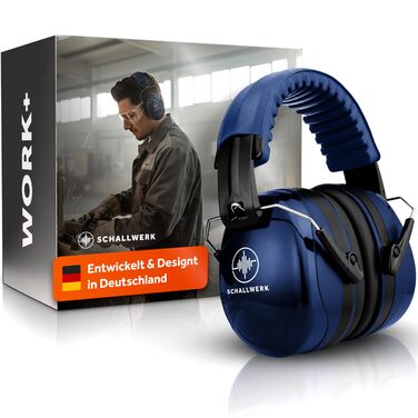 Schallwerk Work+ | Захисні навушники для роботи – регульовані навушники, високоякісні шумозаглушувачі – капсульні навушники для роботи та повсякденного використання (Темно-синій)