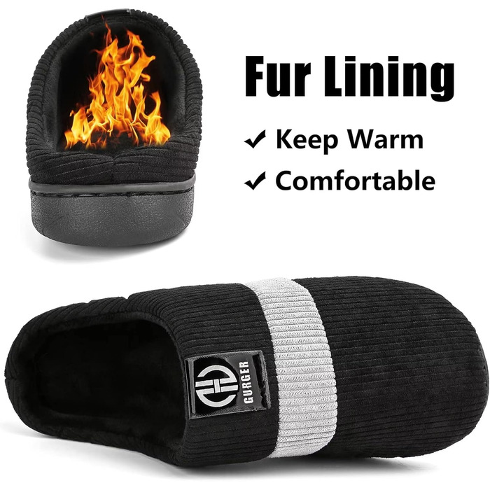 Тапочки зимові плюшеві для дому, чорні, розмір 36-51 (EU 44/45)