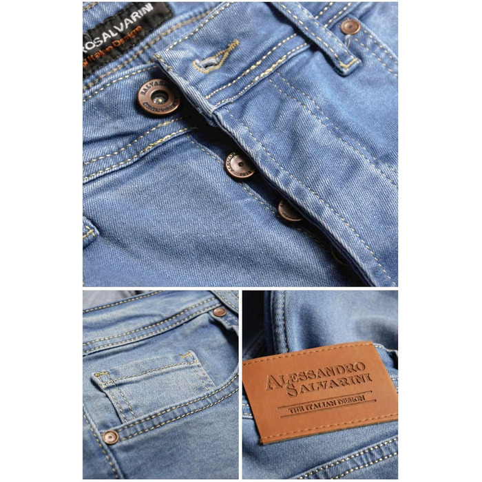 Чоловічі джинси Alessando Salvarini Slim Fit, сині, еластичні (33W/30L)