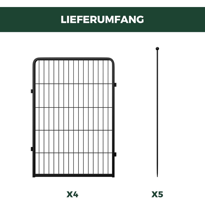 Вигул для цуценят FXW Rollick: для двору, кемпінгу, малих та середніх собак | 4 панелі, 100 см, чорний