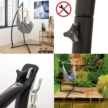 AMANKA Hanging Chair Frame Outdoor 120 kg - 215cm Steel Tube Stand for Hanging Seat Holder Swing Frame Metal for Hanging Hammock Chair Camping Accessory