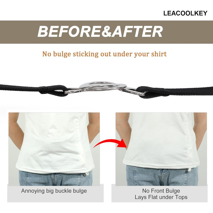 Еластичний ремінь LeaCoolKey для жінок та чоловіків, тонкий, стрейч, для джинсів та суконь, чорний, коричневий, білий, блакитний (80 см), розмір талії 76-90 см