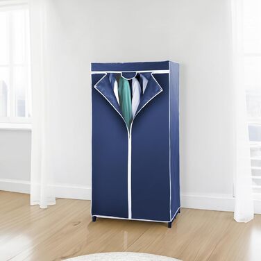 WENKO Wardrobe Air, practical fabric wardrobe for dust-free storage of textiles, stable metal frame, easy assembly, breathable non-woven material, 75 x 150 x 50 cm, Navy