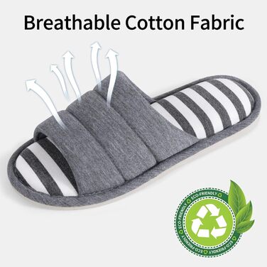 Тапочки халатні з відкритим носком для жінок та чоловіків shevalues, м'яка бавовна, піна Memory, сліпони, для дому (10-10.5 Women/9-9.5 Men, Темно-сірий)