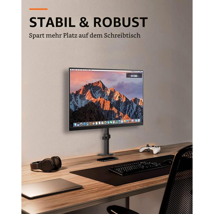Кронштейн для монітора Suptek для LCD LED екранів 13-27 дюймів, регульований за висотою настільний тримач, VESA 75/100, до 10 кг, чорний