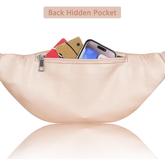 Сумка на пояс для чоловіків та жінок з PU шкіри, поясна сумка, спортивна сумка, сумка через плече для подорожей, прогулянок з собакою, активного відпочинку (Рожеве золото)