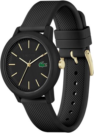Годинник Lacoste 12.12 Analog Quartz Чоловічий/Жіночий, Силіконовий ремінець Petit Piqué, Чорний