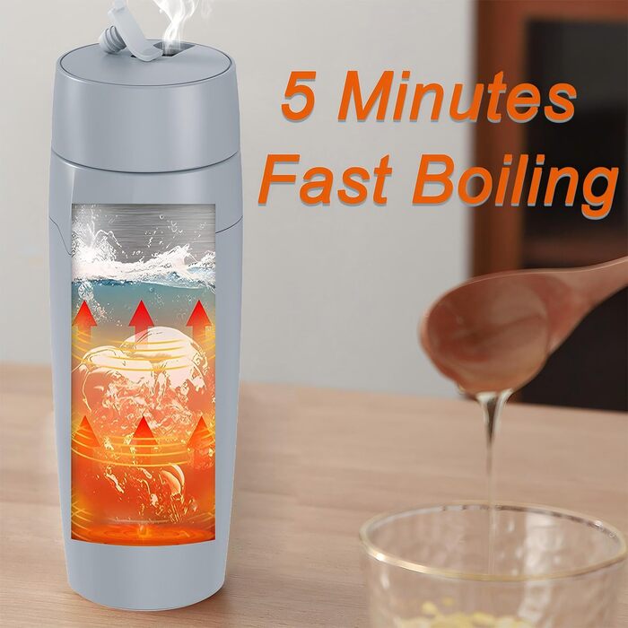 Електричний чайник Glas Elektrisch 0.6L, 500W з регулюванням температури 40-75°C, таймером, сенсорним керуванням, BPA-free, компактний, для дому/кемпінгу, білий (сірий)