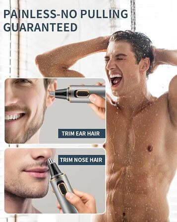 Триммер для носа Areyzin 2025 Upgrade: рожевий/сірий, водонепроникний, з двома лезами