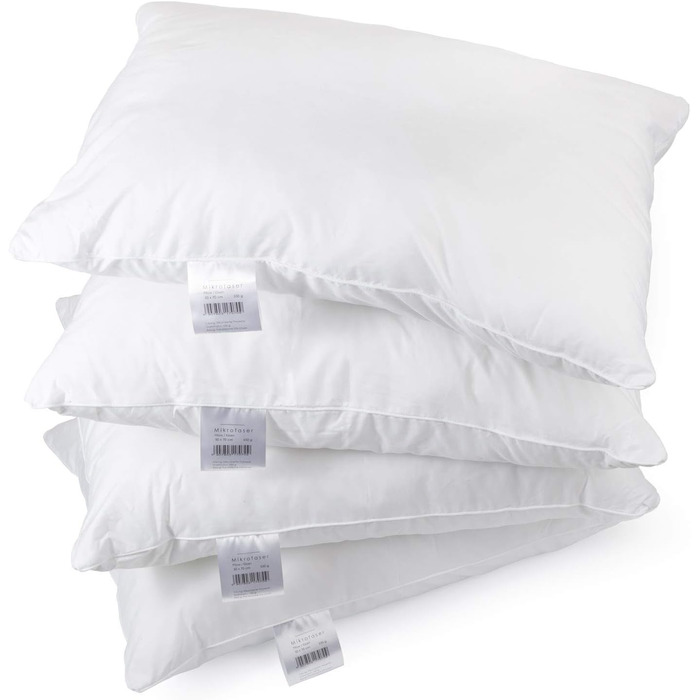 H&F Heimtextilien Top Quality Pillow 50x70 4-Piece Set | Allergy-Friendly Pillow with Oeko-TEX Certification | Cover: 100% Microfiber | Filling: 550 Grams Polyester 4 50 x 70 cm