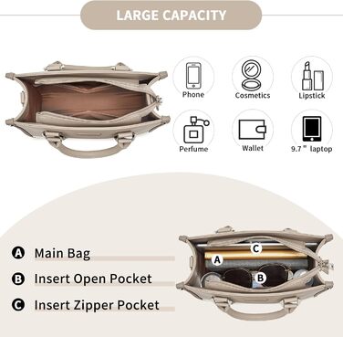 Сумка жіноча Miss Lulu середнього розміру через плече, хакі з текстурою лічі, з внутрішніми кишенями для роботи, відпочинку та повсякденного використання (4-3)