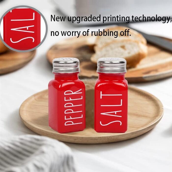 Red Salt and Pepper Shaker Set, Kitchen Decoration, Glass Salt and Pepper Shaker Set, Cute Salt Shaker, Gift for Women, Wedding Decoration, Red Salt Shaker (2 red)