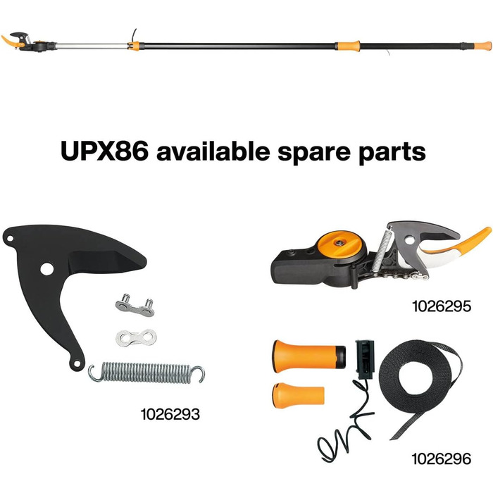 Телескопічний сучкоріз Fiskars UPX86 для свіжих гілок, антиадгезійне покриття, сталева лезо, алюмінієва ручка, 2,4–4 м, чорний/помаранчевий