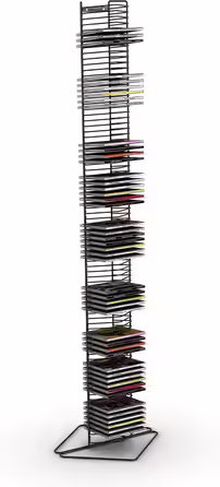Atlantic Onyx Wire CD Tower – Holds 80 CDs in Matte Black Steel PN 1248