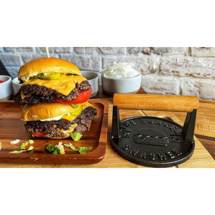 Прес для котлет Burger Smasher™ з чавуну для приготування соковитих смажених бургерів | Прес для смаження бургерів, вага для приготування м'яса