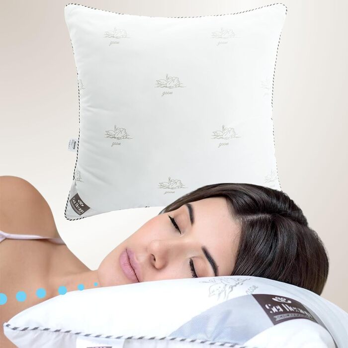 sei Design Pillowcases 80x80 2-Piece Set Sleep Pillows with Down-like Feel - 100% Softest Microfiber - Pillows 80x80 2-Piece Set Allergy-Friendly Sofa Pillows Decorative Cushions for Couch Bed 80 x 80 cm Swan 2