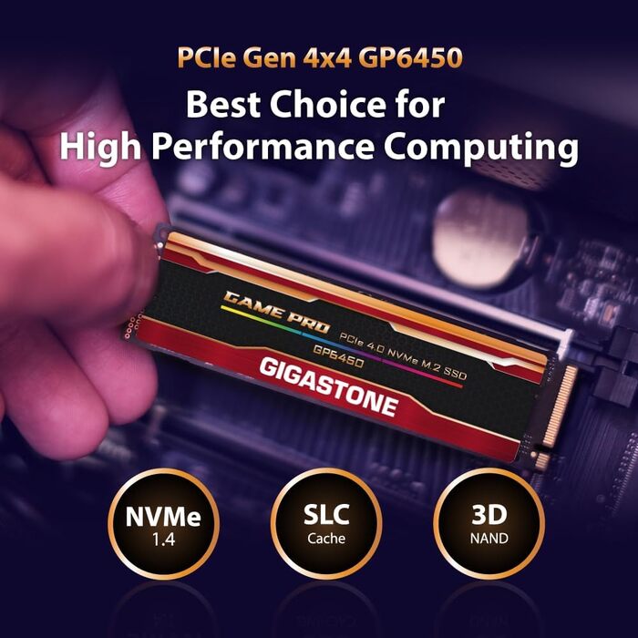 Gigastone SSD M.2 1TB PCIe 4.0 NVMe – високошвидкісний накопичувач для ПК, ноутбука, PS5, ігор, 5000 МБ/с