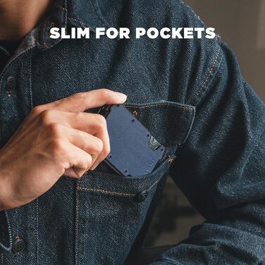 VULKIT: Елегантне металеве картхолдер з відділенням для грошей та AirTag, RFID-захист, для чоловіків (Navy Lite-litchi)