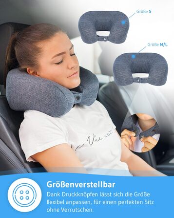 Neck Pillow Airplane ANDAR QuickDry, Ergonomic Travel Pillow, Neck Roll with Quick-Drying Cover, Neck Support Pillow with Memory Foam Against Neck Pain, Travel Pillow for Car