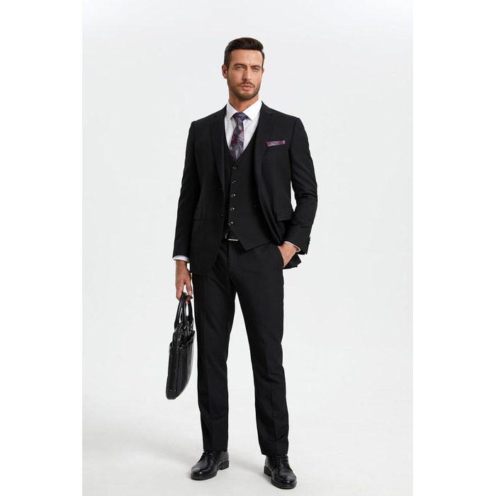 Елегантна жилетка для чоловіків HISDERN: весільна, класична, однотонна, для бізнесу, смокінгу, з кишенями, чорна, 3XL