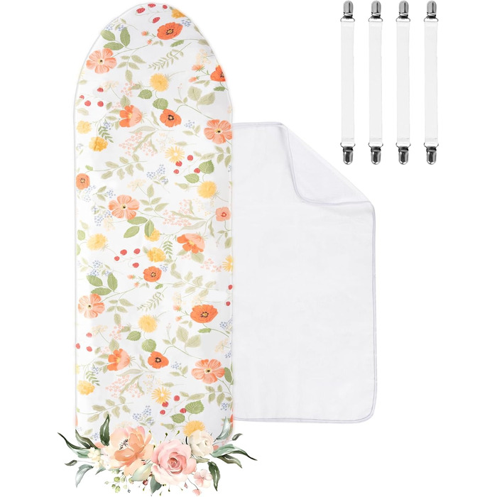 Чохол для гладильної дошки, бавовна 100%, тришаровий, потовщений, 110-125 x 30-42 см, жовтий