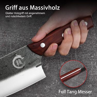 Ніж кухарський Plys 20 см, професійний, з високоякісної нержавіючої сталі, з ергономічною ручкою (чорний)