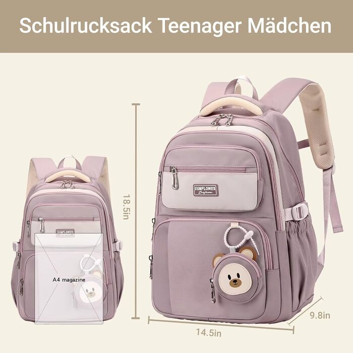 Шкільний рюкзак для підлітків (дівчаток та хлопців) - водонепроникний, великий, для школи, подорожей, повсякденного використання. Колір: фіолетовий