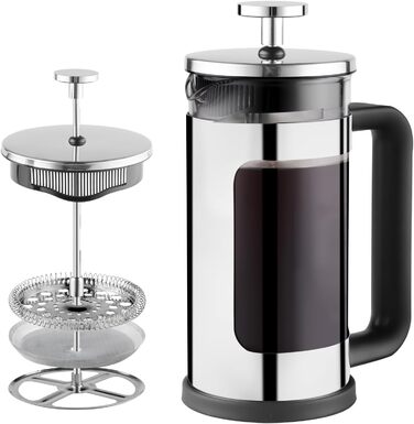French Press WedRink: Френч-прес з нержавіючої сталі, 0.35L | Фільтр для кави та чаю з боросилікатного скла