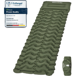 Килимок для кемпінгу Naturehike, Ultraleichte, Надувний, з інтегрованим насосом, для велосипедних походів, рівень початківців, темно-синій (з надувним мішком, армійний зелений)