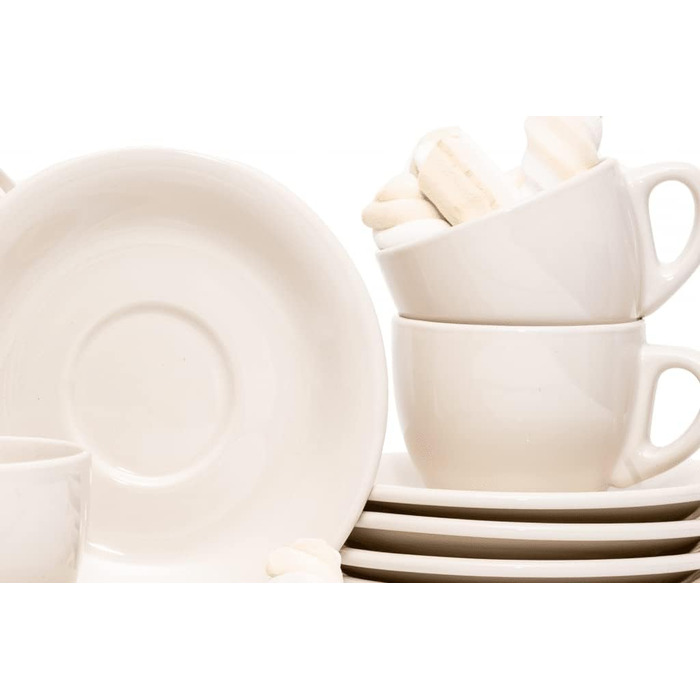 konsimo LUPIN Espresso Cups Set - Coffee Cups Set for 6 People - Coffee Cups with Saucers - 150 ml Coffee Cup Set - creamy
